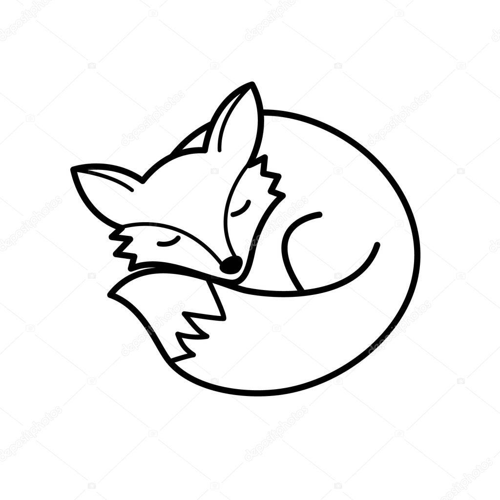 Vector isolated black and white fox icon. Creative logo concept