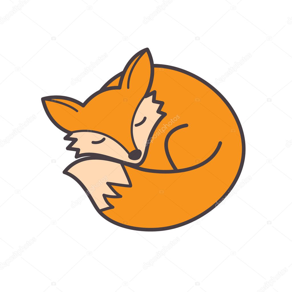Vector isolated orange fox icon. Creative logo concept