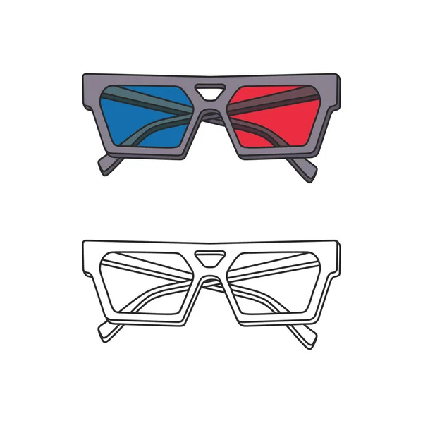 矢量手绘3D眼镜 白色背景隔离 — 图库矢量图片