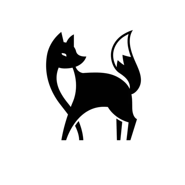 Вектор Изолирован Черно Белой Лисой Креативная Концепция Логотипа — стоковый вектор