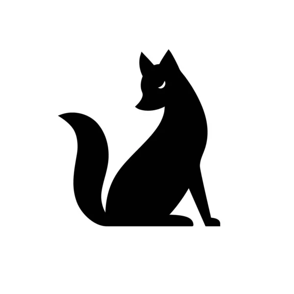 Vecteur Isolé Icône Renard Noir Blanc Concept Logo Créatif — Image vectorielle