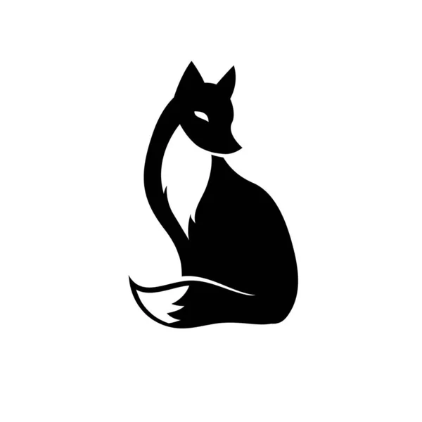 Vektör Siyah Beyaz Tilki Ikonunu Izole Etti Yaratıcı Logo Kavramı — Stok Vektör