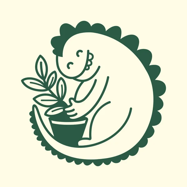 Vektör Izole Edilmiş Yeşil Dinozor Ikonu Yaratıcı Logo Kavramı — Stok Vektör