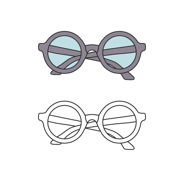 Vecteur Dessiné Main Contour Isolé Paire Lunettes — Image vectorielle