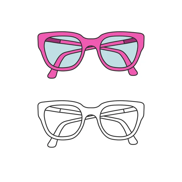 Vecteur Dessiné Main Contour Isolé Paire Lunettes — Image vectorielle