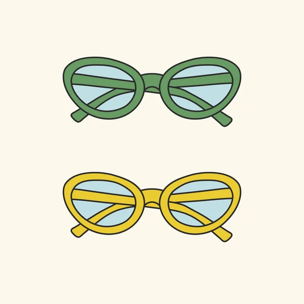 Vector Dibujado Mano Contorno Aislado Par Gafas — Vector de stock