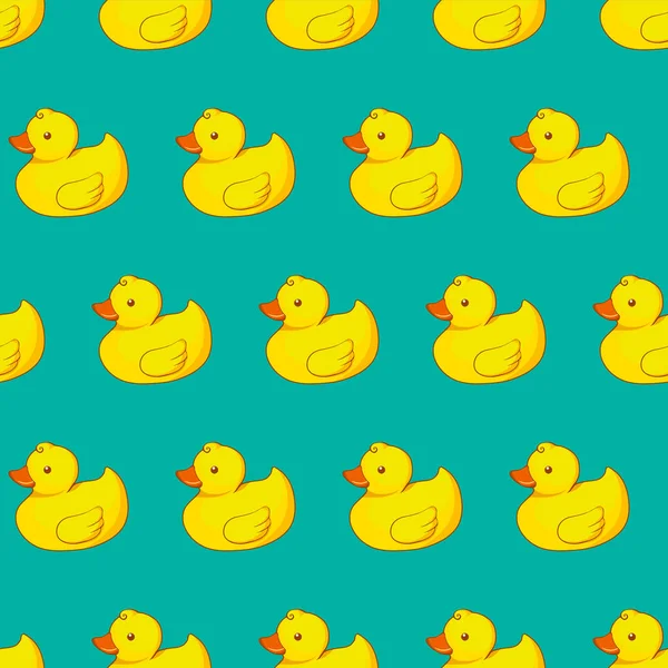 Vector Seamless Pattern Yellow Ducks — Stock Vector