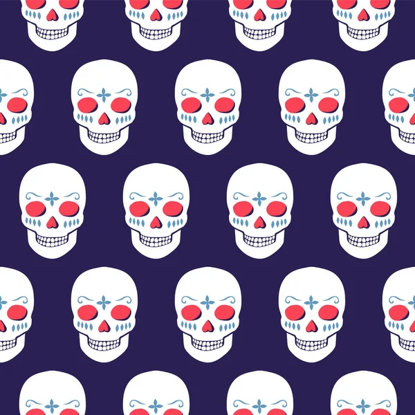 Vector Halloween Naadloos Patroon Met Schedels — Stockvector