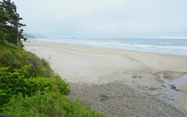 Wiosna Zachmurzony Wychodzą Teren Państwa Plaży Arcadia Czasie Odpływu Wzdłuż — Zdjęcie stockowe