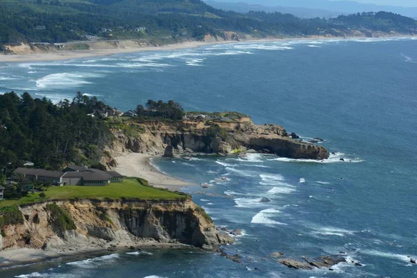 Vista Panorâmica Promontórios Rochosos Oceano Pacífico Cape Foulweather State Park — Fotografia de Stock