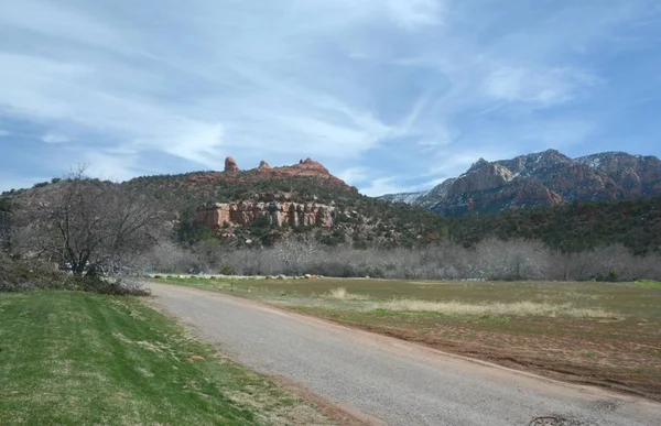 Pozdní Zimní Krajina Městské Části Malebné Sedona Severní Arizona — Stock fotografie