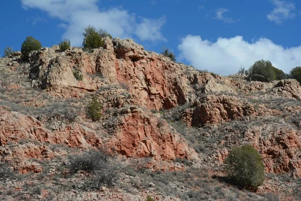 Bright Winter Vista Scenic Rock Formations Verde Canyon Region Northern — Stock Photo, Image