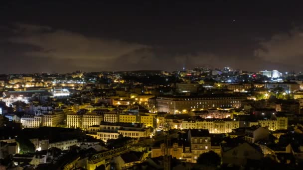 Lisbon at Night from Miradouro da Graa — Stock Video