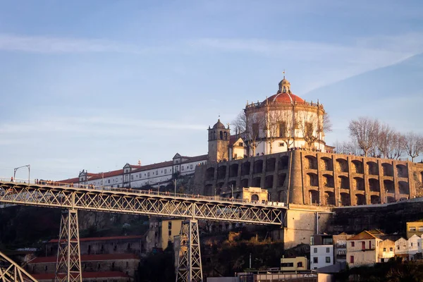 Disparo Horizontal Desde Mosteiro Serra Pilar Ponte Luis Oporto Portugal —  Fotos de Stock