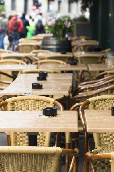 Amsterdam Netherlands July 2015 Terrace Cafe Ashtrays Tables Wet Rainy — Stock Photo, Image