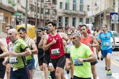 Pontevedra, İspanya: Ayrıntı yarım maraton şehir Pontevedra, 10 kms katılımcıların. Kentsel rota ve şehrin tarihi merkezine.