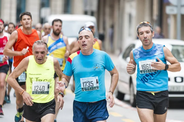 Pontevedra Hiszpania Wszystko Uczestników Pół Miasta Pontevedra Maratonie Trasy Miejskie — Zdjęcie stockowe