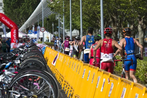 Pontevedra Spanien Maj 2016 Detalj Deltagarna Mästerskapet Spanien Triathlon Stafett — Stockfoto