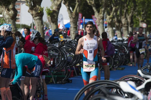 Pontevedra Hiszpania Maj 2016 Wszystko Uczestnicy Mistrzostwach Hiszpanii Triathlon Przekaźnik — Zdjęcie stockowe