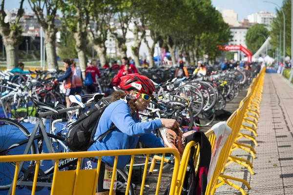 Pontevedra Hiszpania Maj 2016 Wszystko Uczestnicy Mistrzostwach Hiszpanii Triathlon Przekaźnik — Zdjęcie stockowe