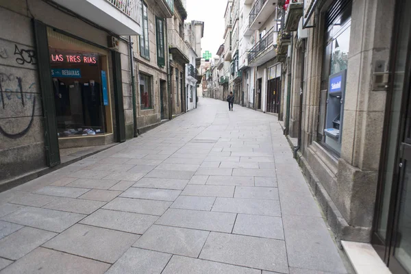 Pontevedra Espanha Abril 2016 Uma Das Ruas Paralelepípedos Centro Histórico — Fotografia de Stock