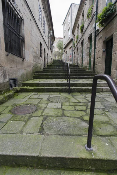 Pontevedra Espanha Fevereiro 2016 Escadaria Pedra Com Grafite Beco Bairro — Fotografia de Stock