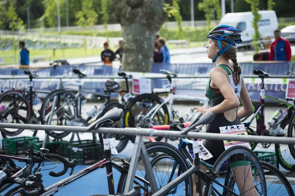 Pontevedra Spanyolország 2016 Május Részletek Résztvevők Spanyolország Triatlon Váltó Bajnokság — Stock Fotó