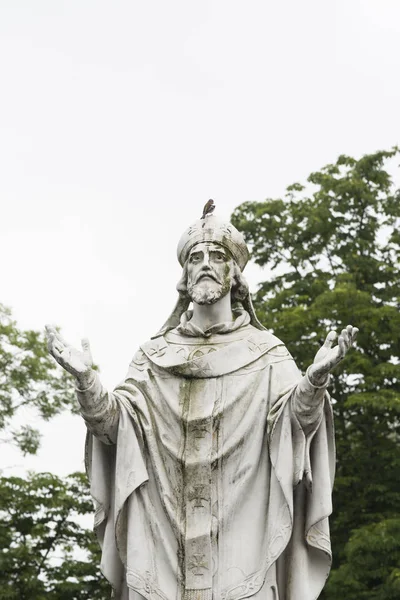 Alte Steinskulptur Des Christlichen Gebets — Stockfoto