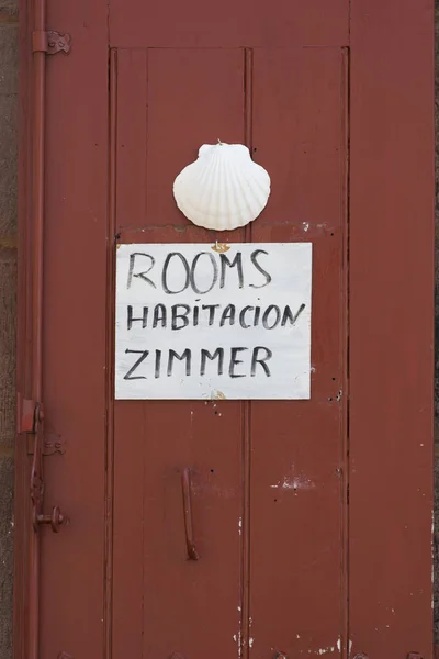 Coquille Feuille Papier Avec Des Chambres Habitacion Zimmer Lettrage Sur — Photo