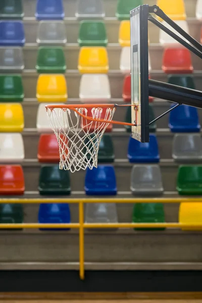 Blick Auf Basketballkorb Sporthalle — Stockfoto