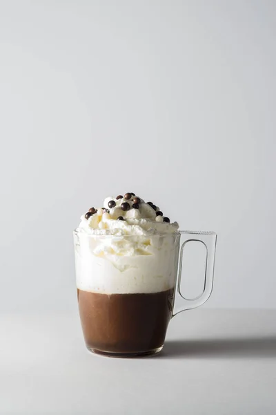 Glass Cacao Drink Whipped Cream — Stock Photo, Image