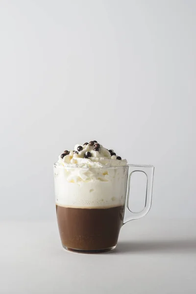 Glass Cacao Drink Whipped Cream — Stock Photo, Image