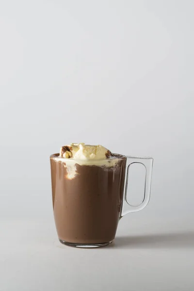 Glass Cacao Drink Ice Cream — Stock Photo, Image