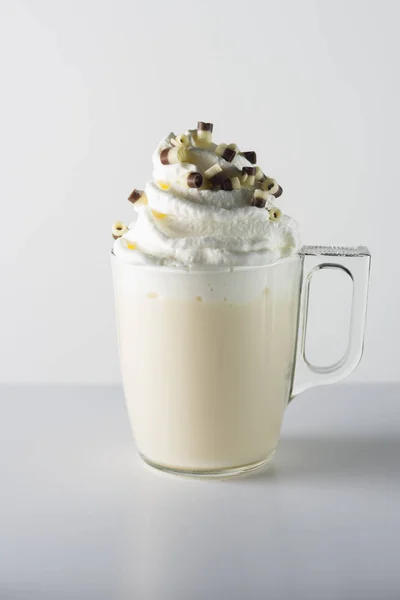 Glazen Kop Milkshake Met Slagroom — Stockfoto