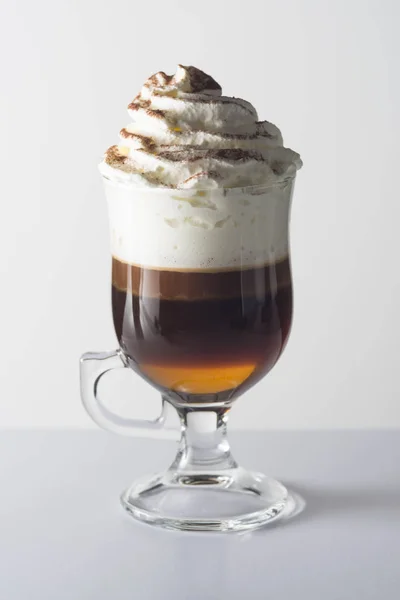 Glass Cup Coffee Drink Whipped Cream — Stock Photo, Image