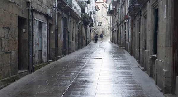 Pontevedra Espanha Maio 2016 Ruas Cobertas Molhadas Chuva Zona Histórica — Fotografia de Stock