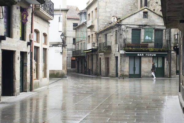 Pontevedra Spanien Maj 2016 Kullerstensgator Och Våt Med Regn Den — Stockfoto
