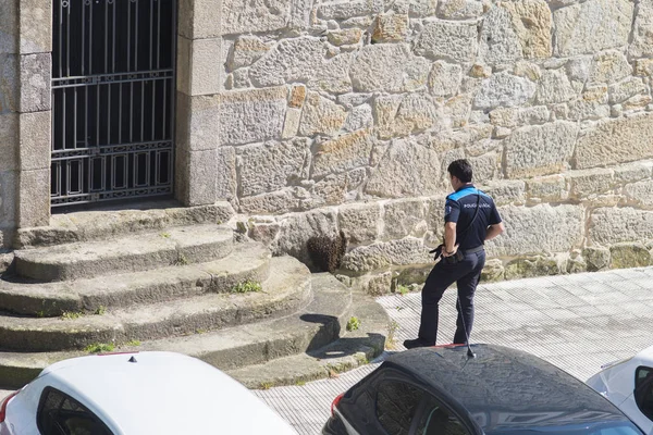 Pontevedra Espagne Mai 2016 Police Locale Observe Essaim Guêpes Asiatiques — Photo
