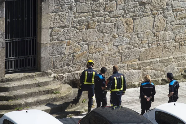 Pontevedra España Mayo 2016 Policía Local Los Bomberos Observan Enjambre — Foto de Stock