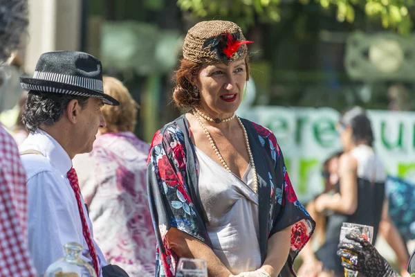 Pontevedra Hiszpania Sierpnia 2016 Ludzie Kostiumach Epoki Przywołując Szczęśliwych Lat — Zdjęcie stockowe