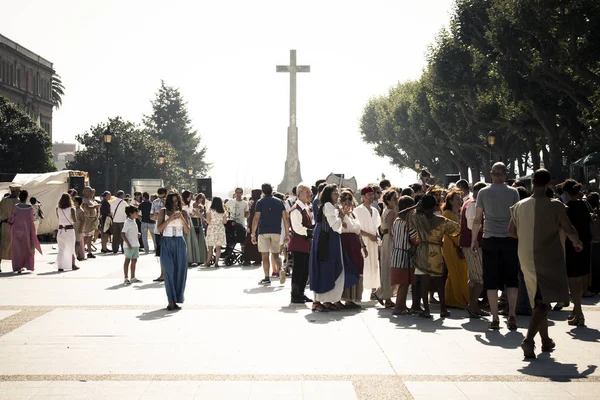 Pontevedra Espagne Septembre 2016 Une Grande Foule Vêtue Vêtements Époque — Photo