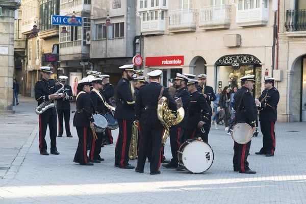 Pontevedra Spain October 2016 Military Brass Band Waits Perform Concert — Stock Photo, Image