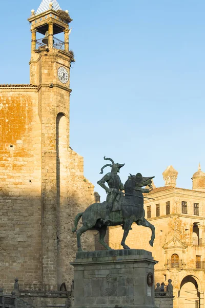 Estátua Equestre Francisco Pizarro Trujillo Espanha — Fotografia de Stock