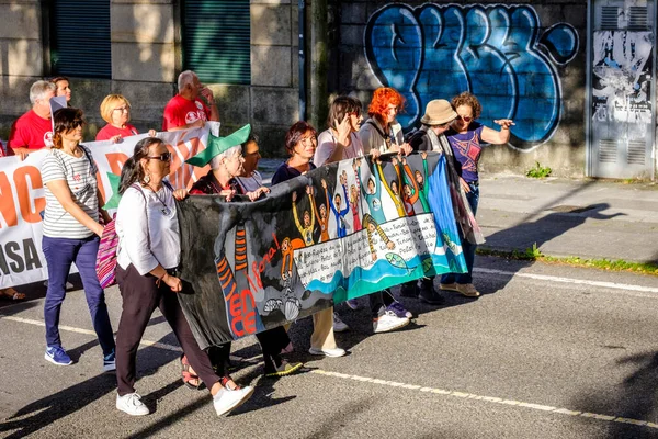 Pontevedra Spanje Juni 2018 Demonstratie Tegen Bestendigheid Van Een Papierpulpindustrie — Stockfoto