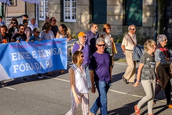 Pontevedra Španělsko Června 2018 Demonstrace Proti Trvalosti Papírenského Průmyslu Pobřežní — Stock fotografie