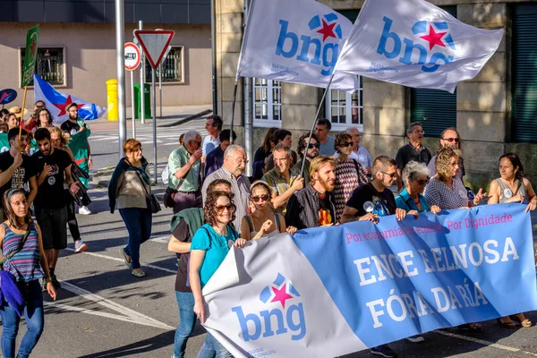 Pontevedra Spanje Juni 2018 Demonstratie Tegen Bestendigheid Van Een Papierpulpindustrie — Stockfoto