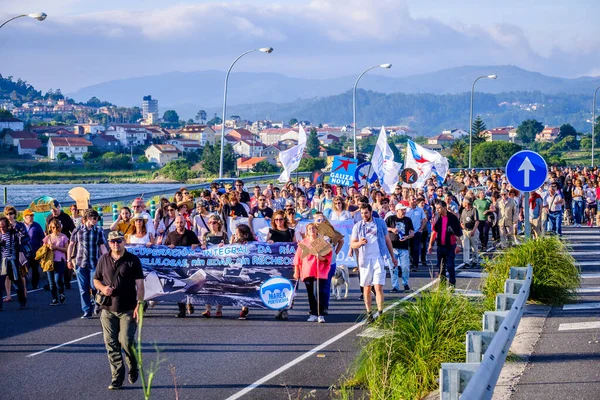 Pontevedra Spain June 2018 Demonstration Permanence Paper Pulp Industry Coastal — Stock Photo, Image