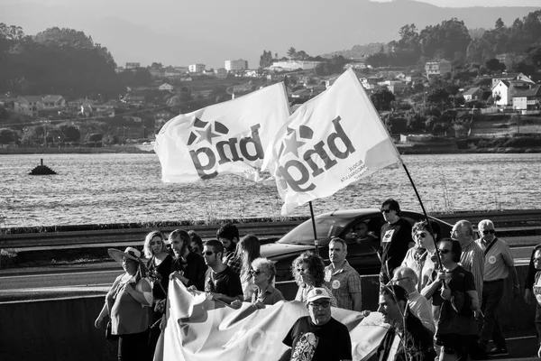 Pontevedra Spain June 2018 Demonstration Permanence Paper Pulp Industry Coastal — Stock Photo, Image