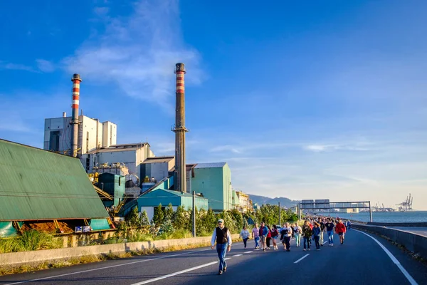 Pontevedra Spain June 2018 Demonstration Permanence Paper Pulp Industry Coastal — Stock Photo, Image