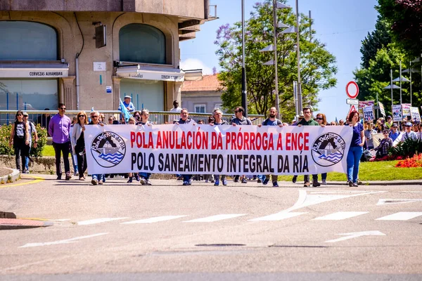 Pontevedra Spanien Juni 2019 Umweltdemonstration Gegen Eine Konditorei Ufer Der — Stockfoto